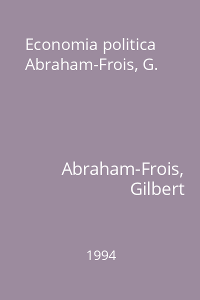 Economia politica  Abraham-Frois, G.