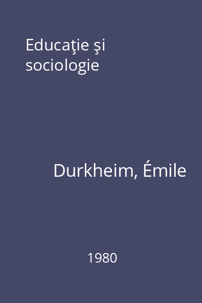 Educaţie şi sociologie