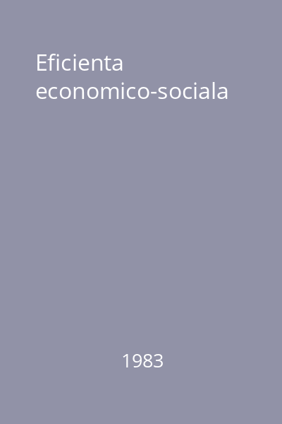 Eficienta economico-sociala