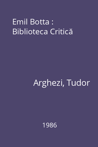 Emil Botta : Biblioteca Critică