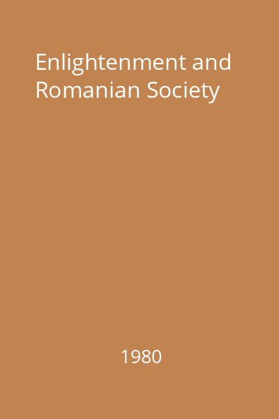 Enlightenment and Romanian Society