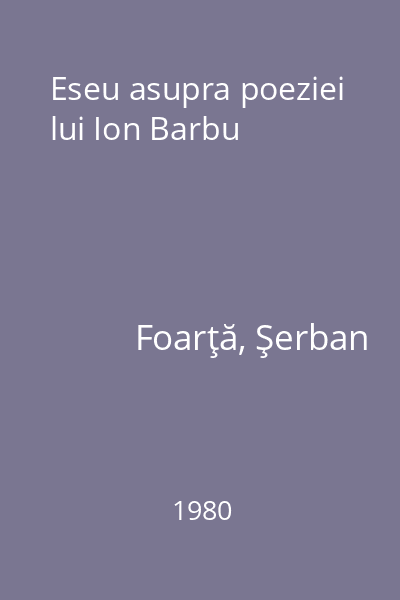 Eseu asupra poeziei lui Ion Barbu