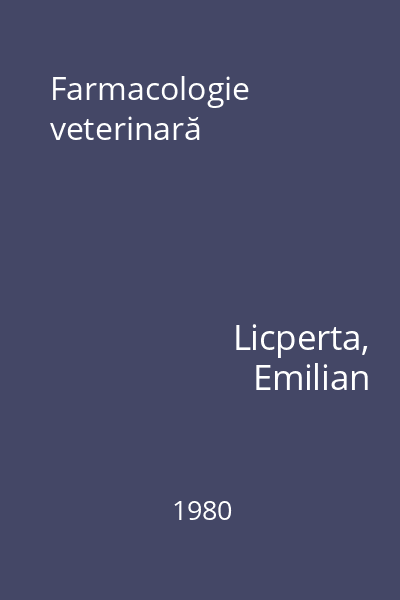 Farmacologie veterinară