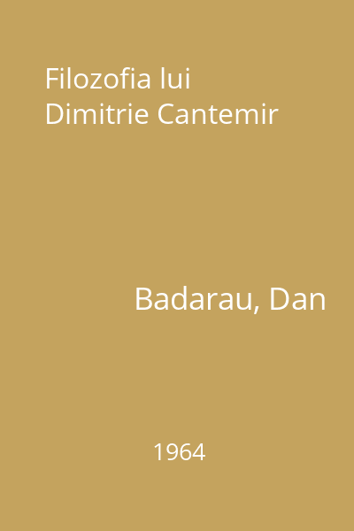 Filozofia lui Dimitrie Cantemir