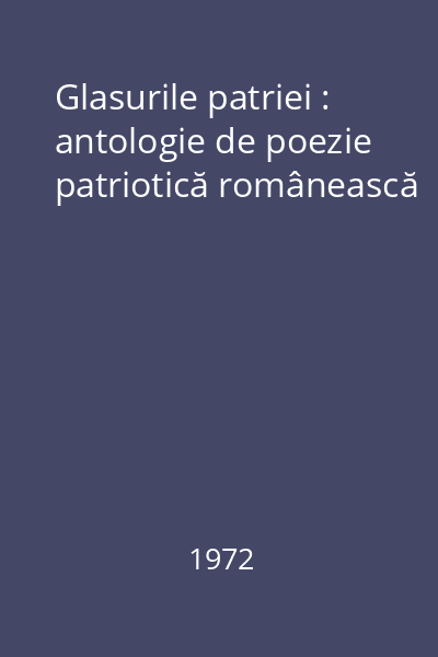 Glasurile patriei : antologie de poezie patriotică românească
