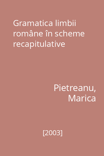 Gramatica limbii române în scheme recapitulative