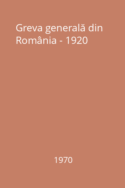 Greva generală din România - 1920