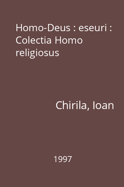 Homo-Deus : eseuri : Colectia Homo religiosus
