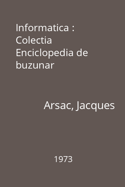 Informatica : Colectia Enciclopedia de buzunar