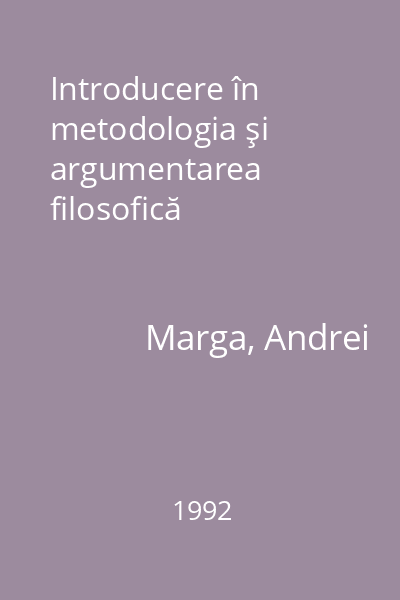 Introducere în metodologia şi argumentarea filosofică