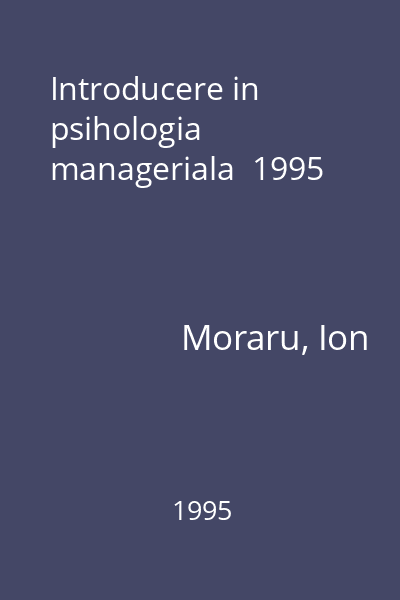 Introducere in psihologia manageriala  1995