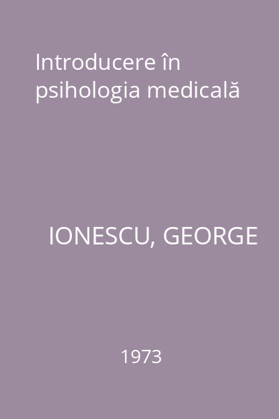 Introducere în psihologia medicală