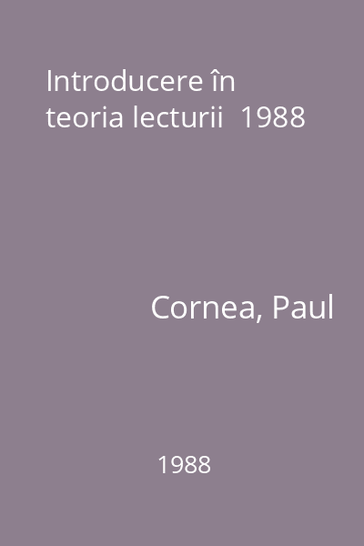 Introducere în teoria lecturii  1988