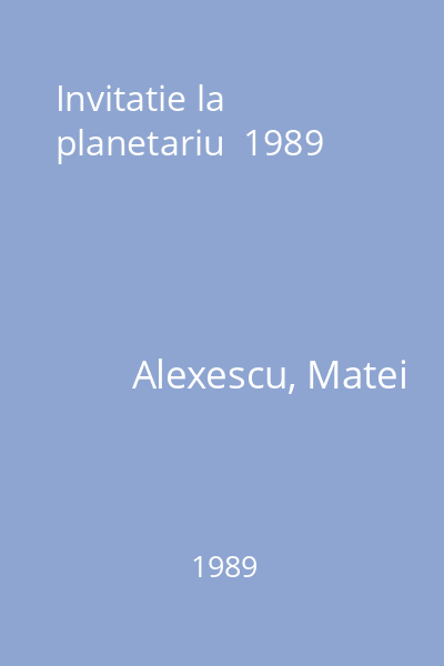 Invitatie la planetariu  1989