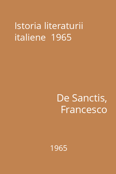 Istoria literaturii italiene  1965