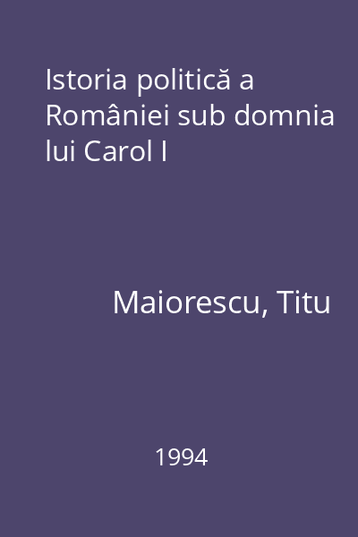 Istoria politică a României sub domnia lui Carol I