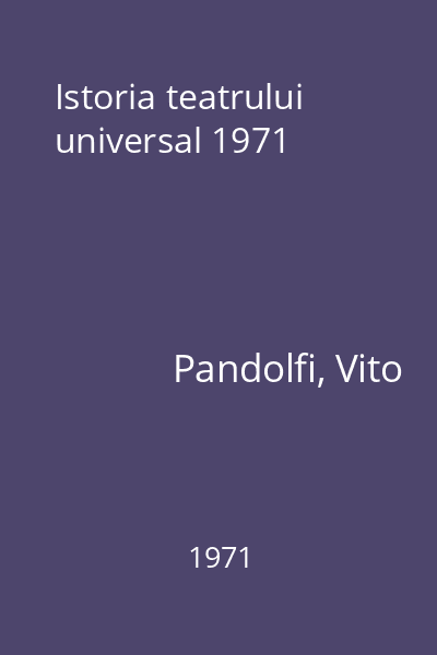 Istoria teatrului universal 1971