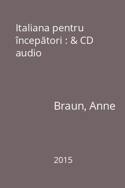 Italiana pentru începători : & CD audio