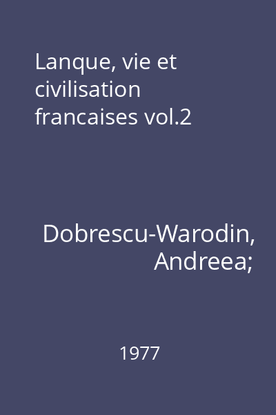 Lanque, vie et civilisation francaises vol.2