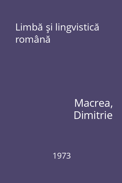 Limbă şi lingvistică română