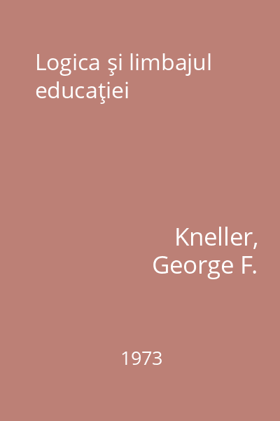 Logica şi limbajul educaţiei