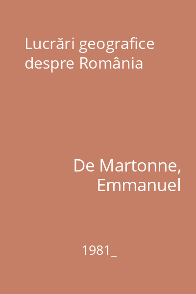 Lucrări geografice despre România