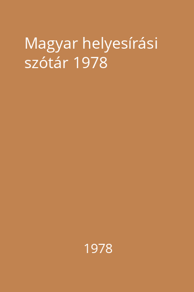 Magyar helyesírási szótár 1978