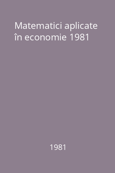 Matematici aplicate în economie 1981