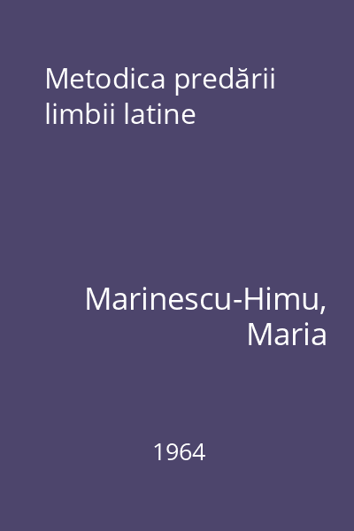 Metodica predării limbii latine