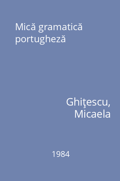 Mică gramatică portugheză