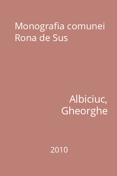 Monografia comunei Rona de Sus
