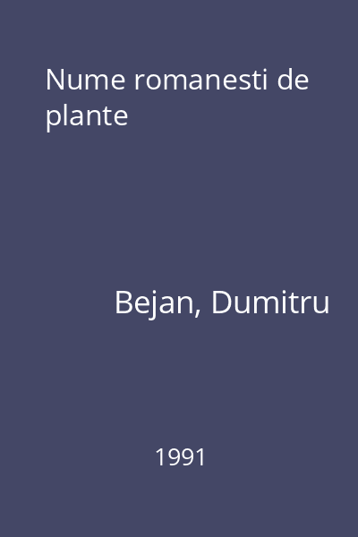 Nume romanesti de plante