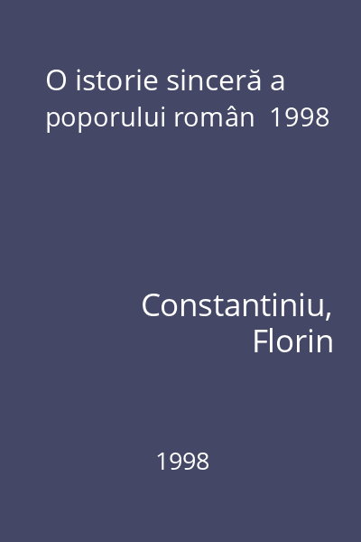 O istorie sinceră a poporului român  1998