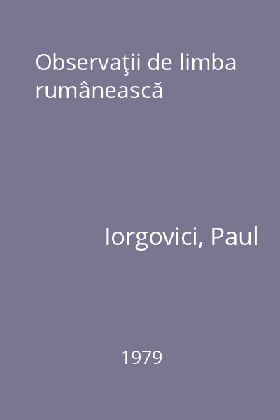 Observaţii de limba rumânească