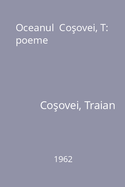 Oceanul  Coşovei, T: poeme
