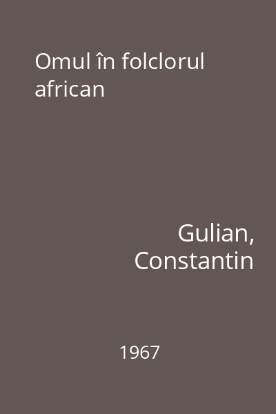 Omul în folclorul african