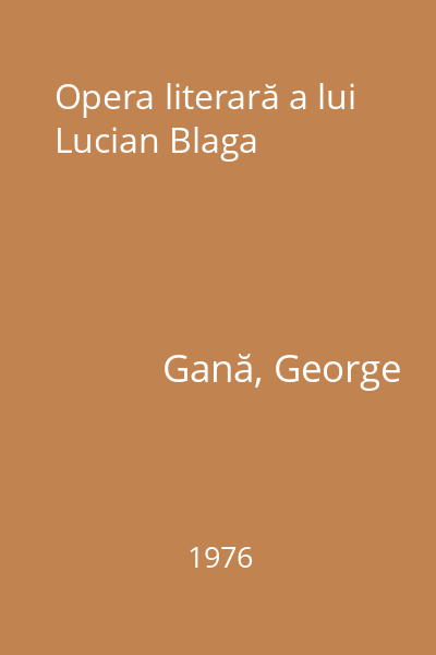 Opera literară a lui Lucian Blaga