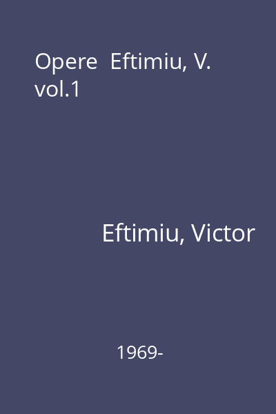Opere  Eftimiu, V. vol.1