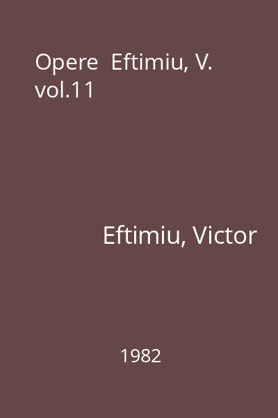 Opere  Eftimiu, V. vol.11