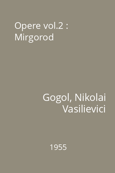 Opere vol.2 : Mirgorod