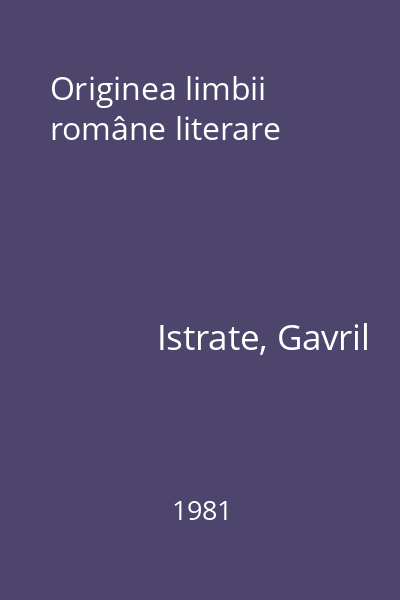 Originea limbii române literare