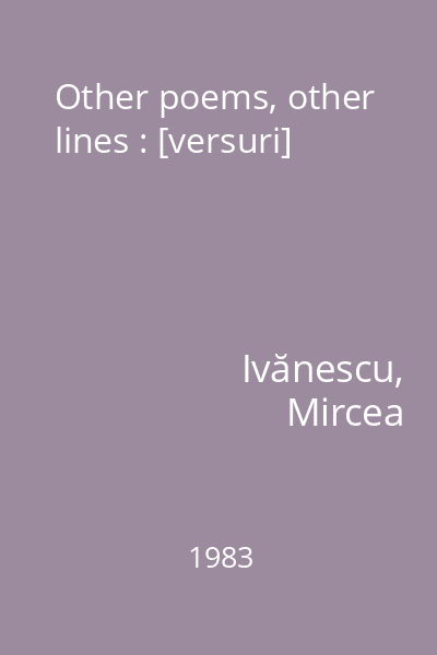 Other poems, other lines : [versuri]