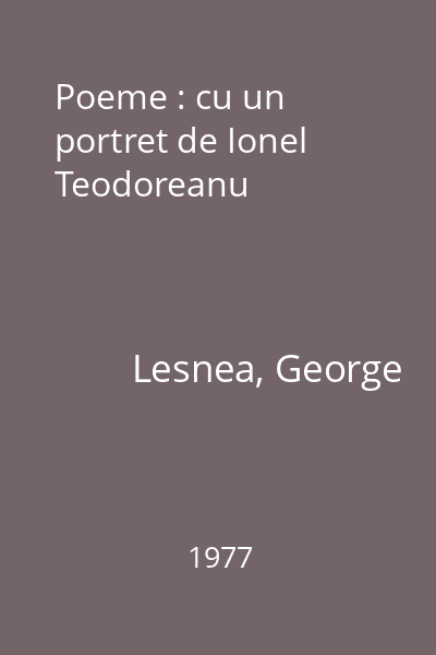 Poeme : cu un portret de Ionel Teodoreanu