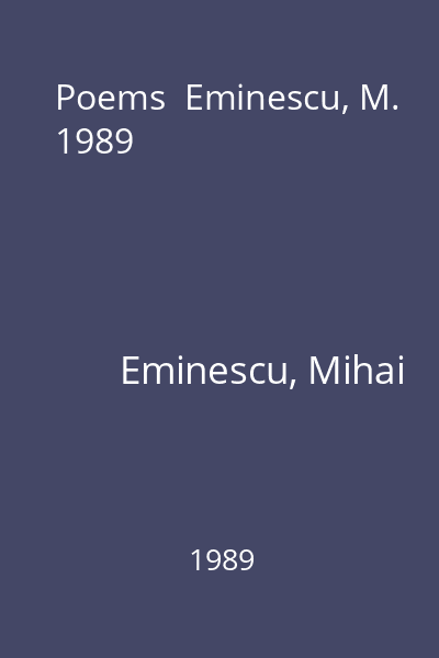 Poems  Eminescu, M. 1989