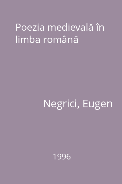 Poezia medievală în limba română