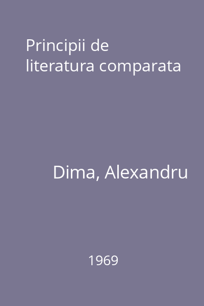 Principii de literatura comparata