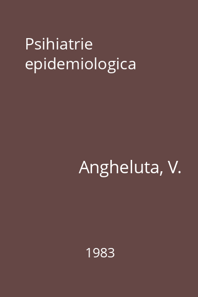 Psihiatrie epidemiologica