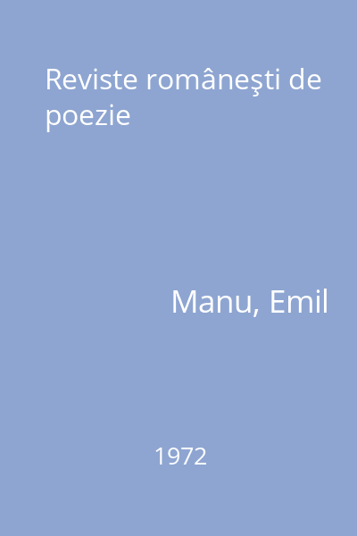 Reviste româneşti de poezie