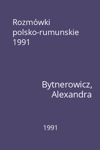 Rozmówki polsko-rumunskie  1991