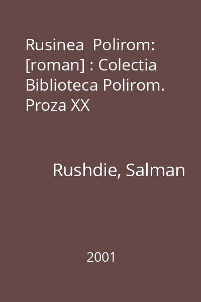 Rusinea  Polirom: [roman] : Colectia Biblioteca Polirom. Proza XX